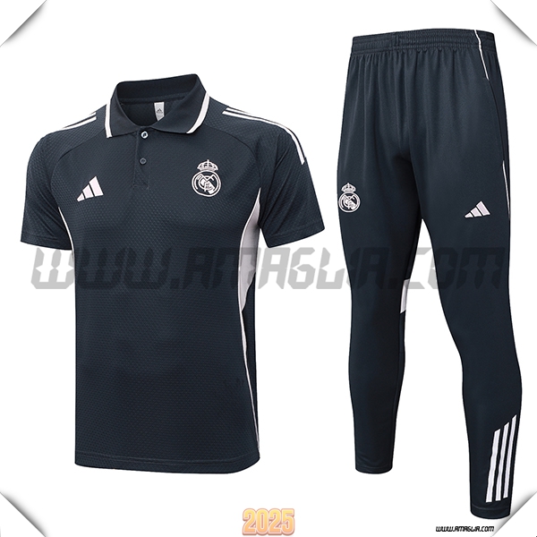 Kit Maglia Polo Real Madrid Grigio/Rosa 2025 2026