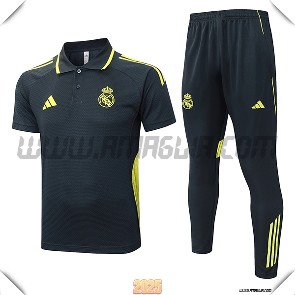 Kit Maglia Polo Real Madrid Grigio/Verde 2025 2026