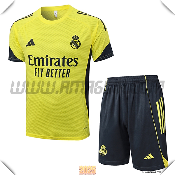Kit Maglia Allenamento Real Madrid Giallo/Nero 2025 2026