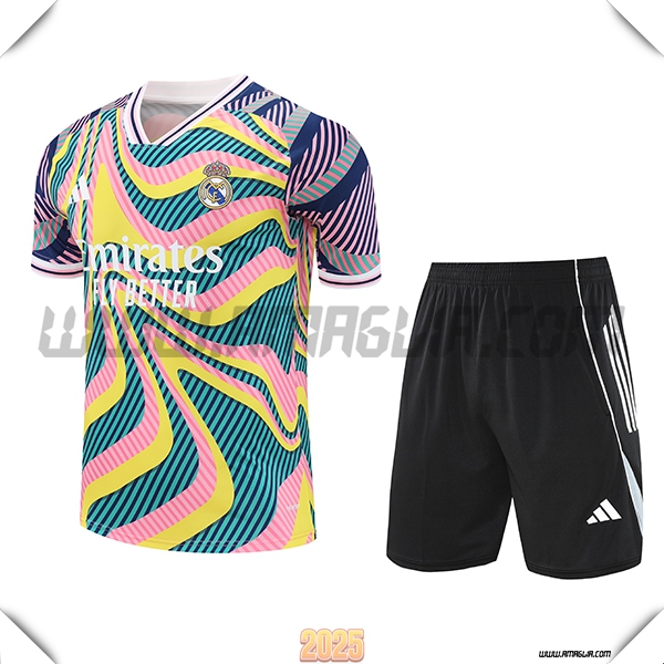 Kit Maglia Allenamento Real Madrid Verde/Rosa/Giallo 2025 2026