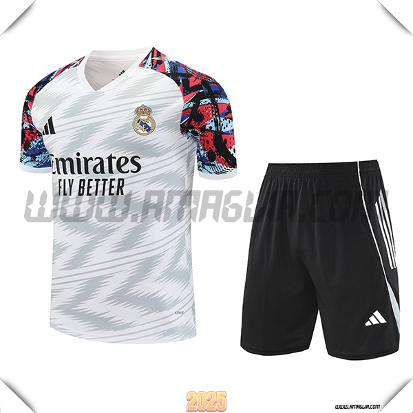 Kit Maglia Allenamento Real Madrid Bianco/Grigio 2025 2026 -03