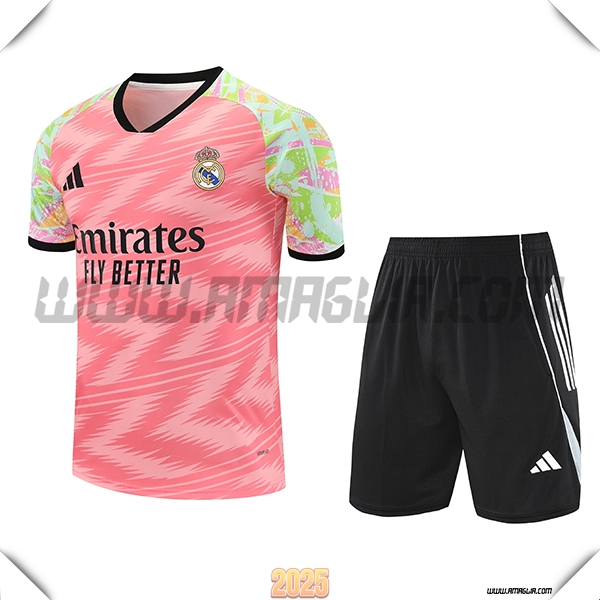 Kit Maglia Allenamento Real Madrid Rosa/Verde 2025 2026