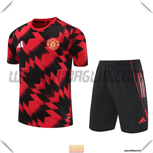 Kit Maglia Allenamento Manchester United Rosso/Nero 2025 2026 -02