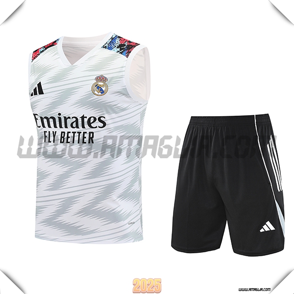 Kit Canotta Allenamento Real Madrid Bianco/Grigio 2025 2026 -02