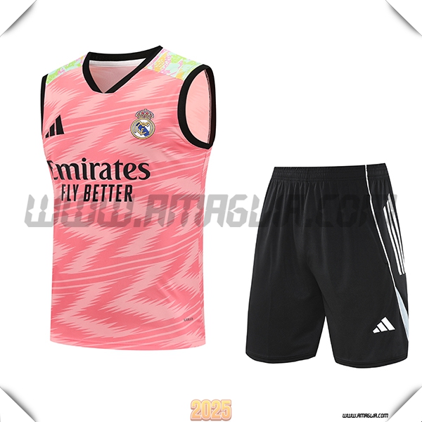 Kit Canotta Allenamento Real Madrid Rosa/Verde 2025 2026