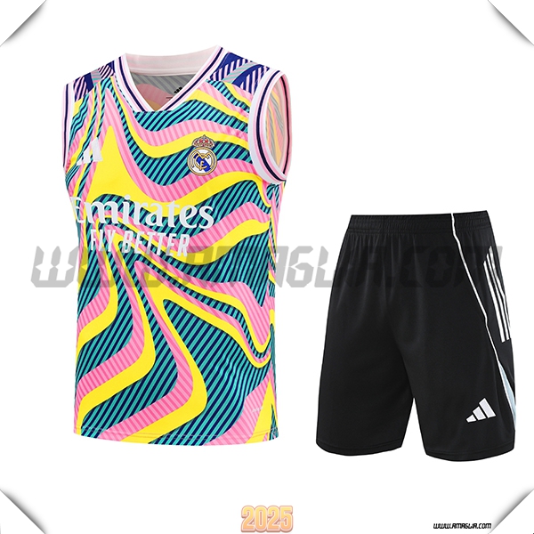 Kit Canotta Allenamento Real Madrid Verde/Rosa/Giallo 2025 2026