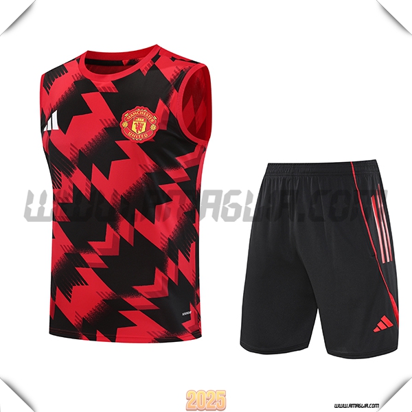 Kit Canotta Allenamento Manchester United Rosso/Nero 2025 2026