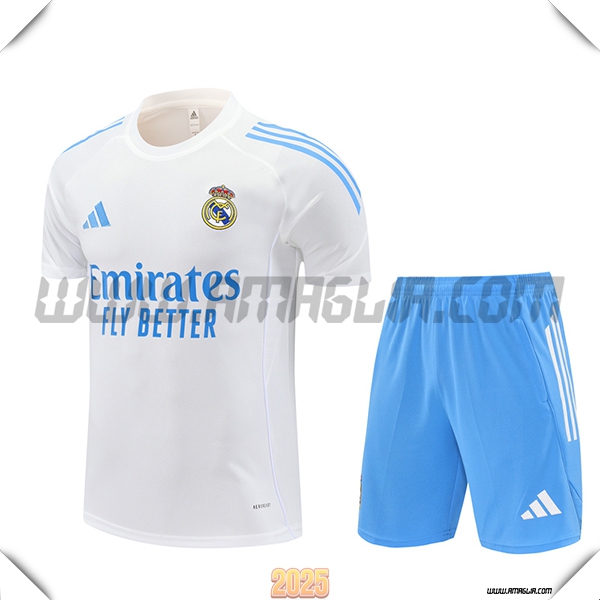 Kit Maglia Allenamento Real Madrid Bianco/Blu 2025 2026 -02