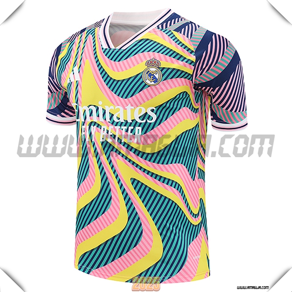 T Shirt Allenamento Real Madrid Verde/Rosa/Giallo 2025 2026