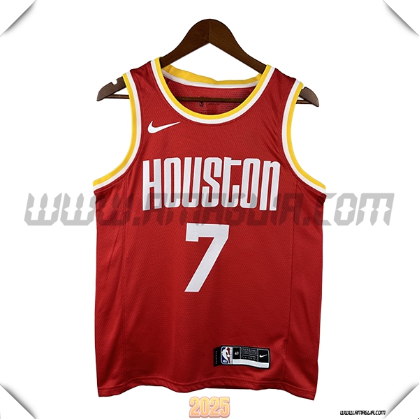 Maglia Houston Rockets (DURANT #7) 2025/26 Rosso/Bianco/Giallo