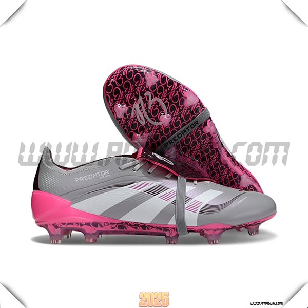 Adidas Scarpe Da Calcio 25 Predator Elite Tongue FG Grigio/Bianco/Rosa