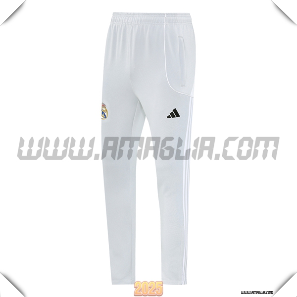 Pantaloni Da Allenamento Real Madrid Grigio/Bianco 2025 2026 -02