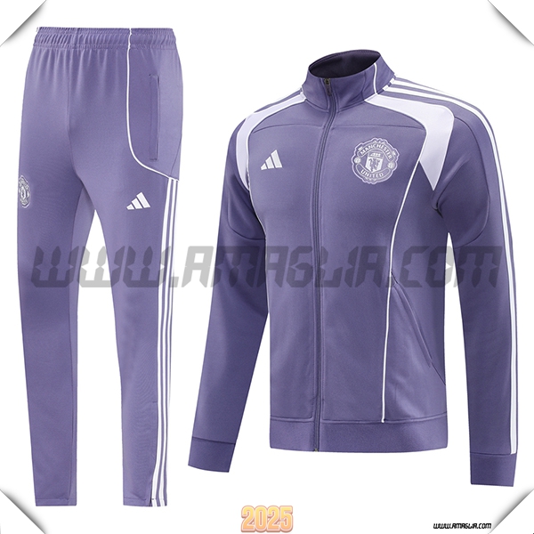 Tuta Calcio Giacca Manchester United viola/Bianco 2025 2026