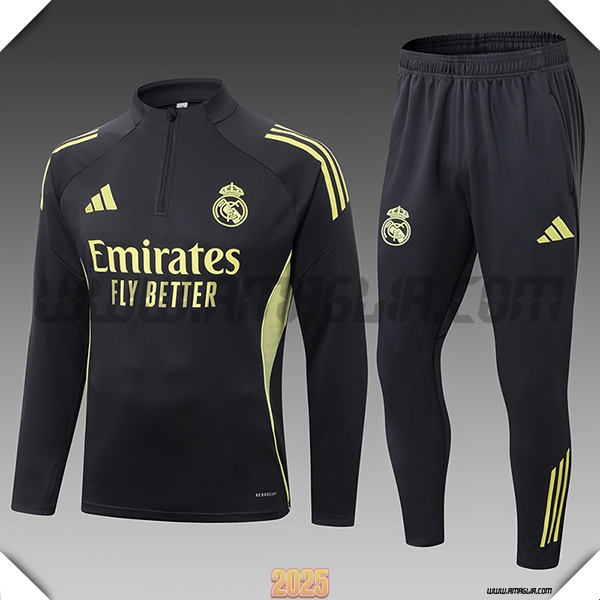 Tuta Calcio Real Madrid Bambino Grigio/Giallo 2025 2026 -02