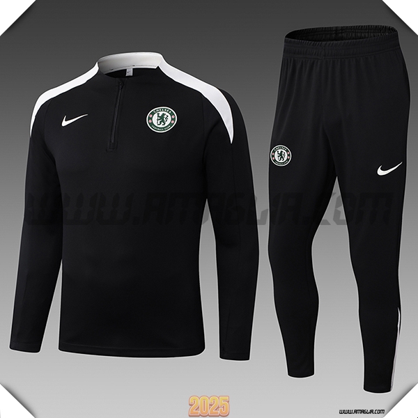 Tuta Calcio FC Chelsea Bambino Nero/Bianco 2025 2026