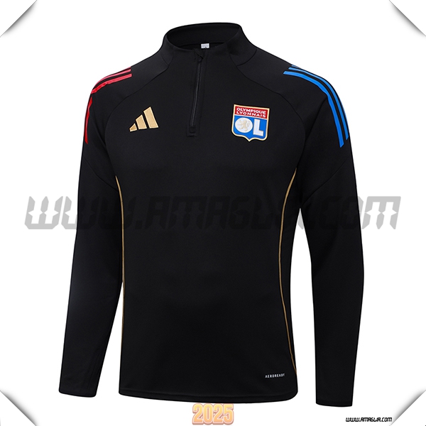 Felpa Allenamento Lione Nero/Rosso/Blu 2025 2026
