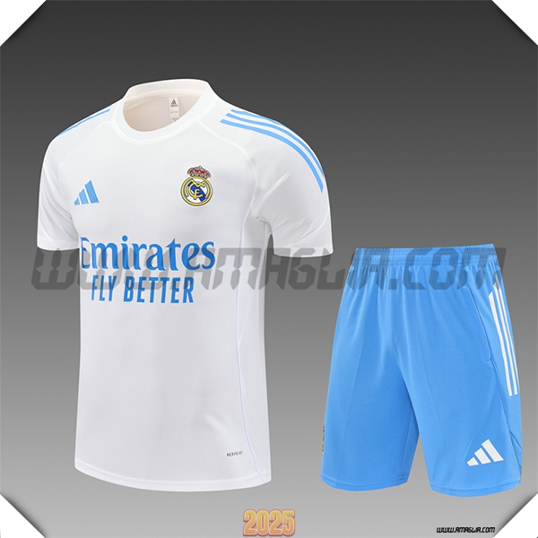 Kit Maglia Allenamento Real Madrid Bambino Bianco/Blu 2025 2026 -02