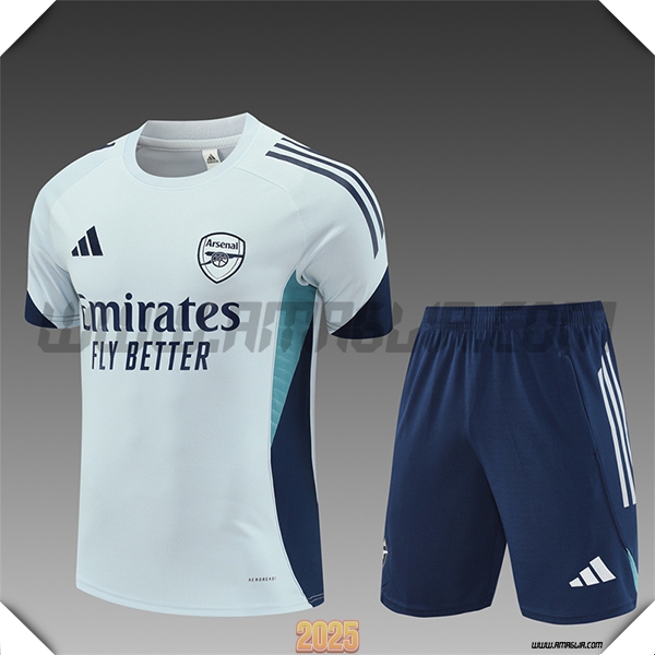 Kit Maglia Allenamento Arsenal Bambino Grigio/Blu 2025 2026