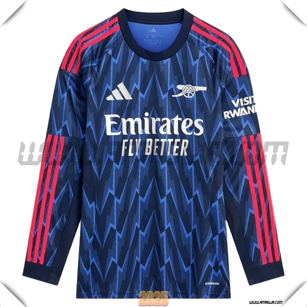 Nuovo Maglia da Arsenal Maniche lunghe Seconda 2025 2026 Blu/Nero