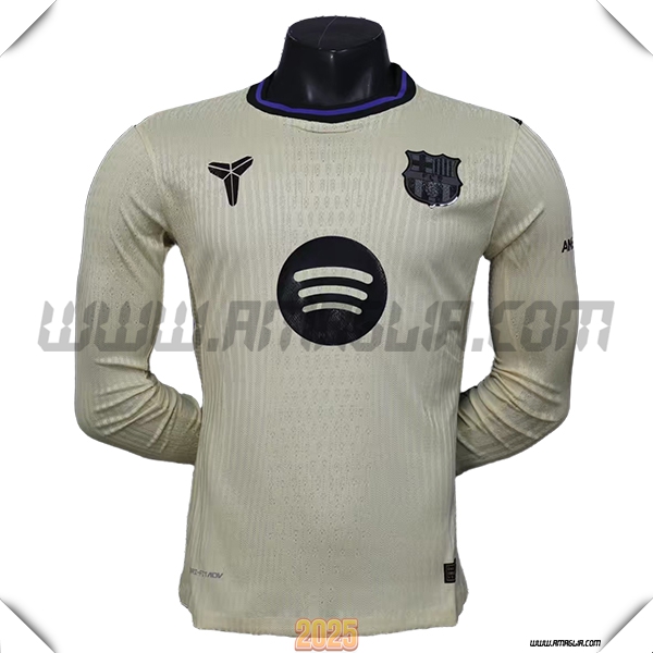 Seconda Maglia Calcio FC Barcellona Maniche lunghe 2025 2026 Beige