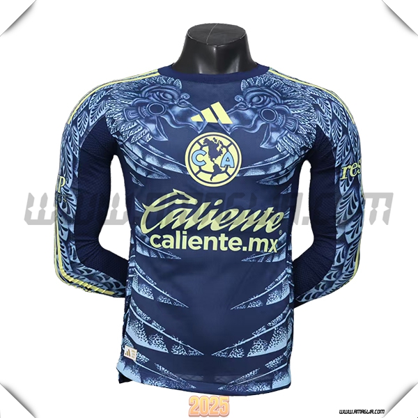 Seconda Maglia Calcio Club America Maniche lunghe 2025 2026 Blu marina