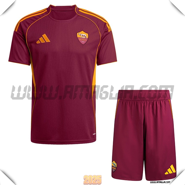 Nuovo Maglia da AS Roma Bambino Prima 2025 2026 Rosso