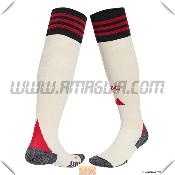 Seconda Calzini Calcio FC Liverpool 2025 2026 Bianco/Nero/Rosso