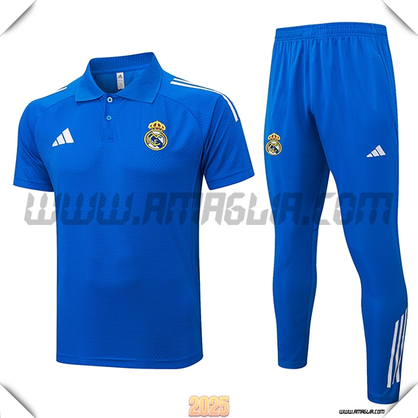 Kit Maglia Polo Real Madrid Blu/Bianco 2025 2026