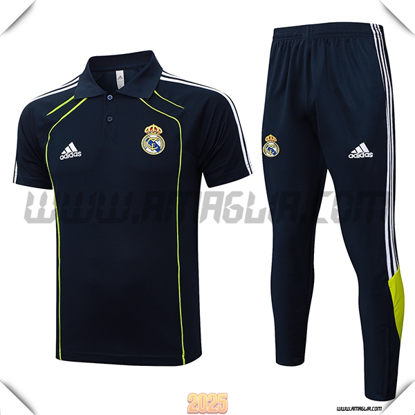 Kit Maglia Polo Real Madrid Nero/Bianco/Verde 2025 2026