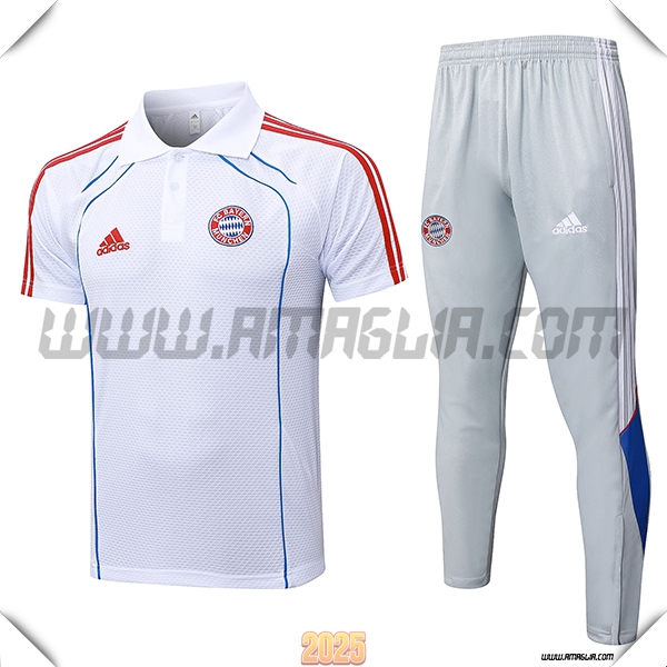 Kit Maglia Polo Bayern Monaco Bianco/Rosso/Blu 2025 2026