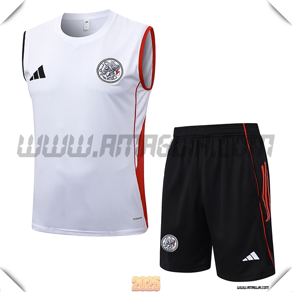 Kit Canotta Allenamento Ajax Bianco/Rosso 2025 2026
