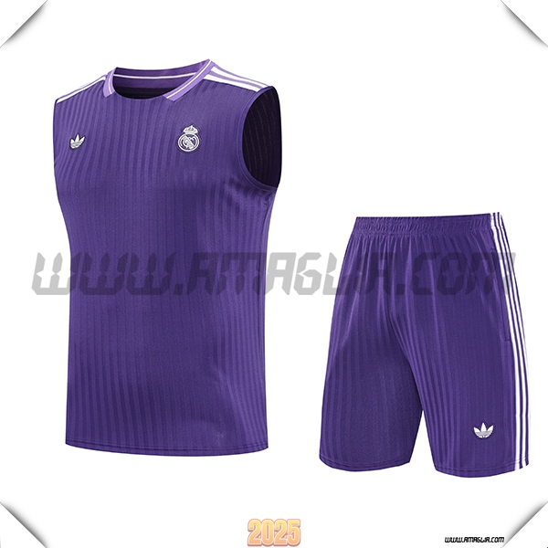 Kit Canotta Allenamento Real Madrid viola/Bianco 2025 2026
