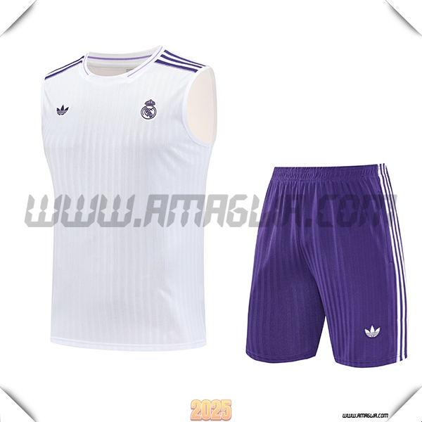 Kit Canotta Allenamento Real Madrid Bianco/viola 2025 2026
