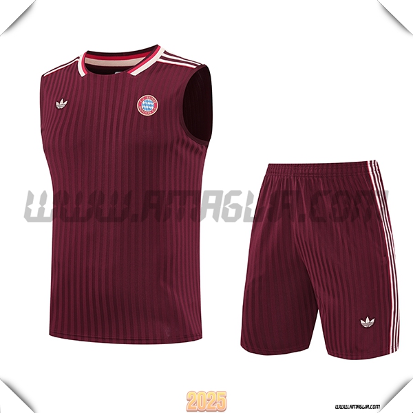 Kit Canotta Allenamento Bayern Monaco Rosso/Bianco 2025 2026