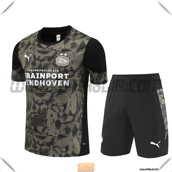 T Shirt Allenamento PSV Eindhoven Marrone/Nero 2025 2026