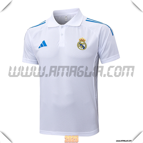 Maglia Polo Real Madrid Bianco/Blu 2025 2026