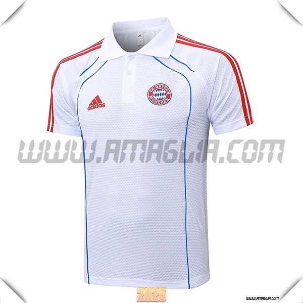 Maglia Polo Bayern Monaco Bianco/Rosso/Blu 2025 2026