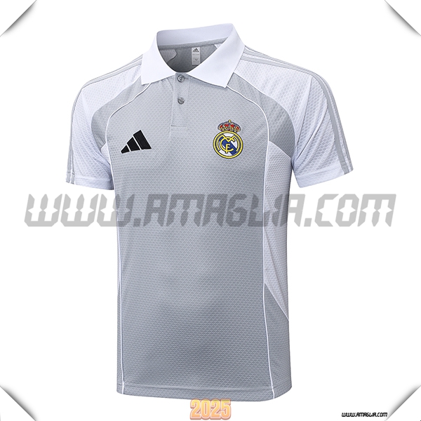 Maglia Polo Real Madrid Grigio/Bianco 2025 2026