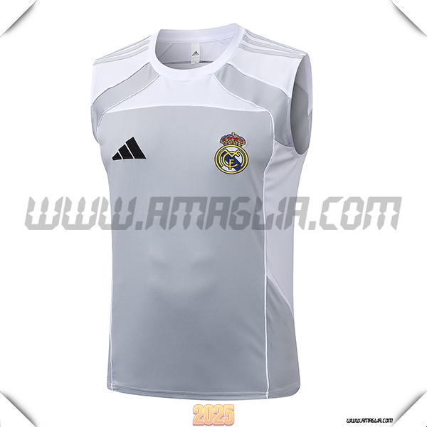 Canotta Allenamento Real Madrid Grigio/Bianco 2025 2026