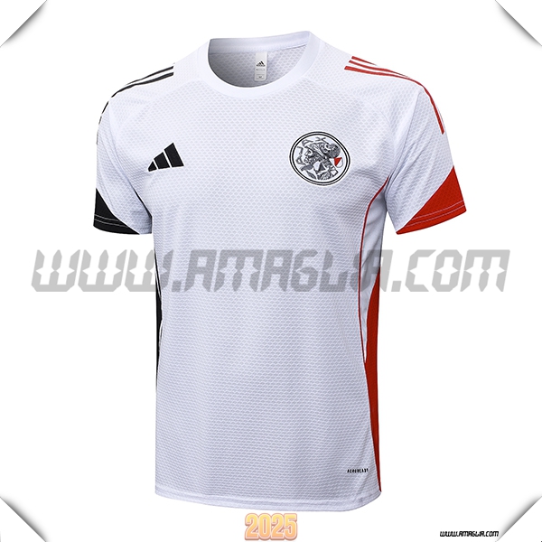 T Shirt Allenamento Ajax Bianco/Nero/Rosso 2025 2026