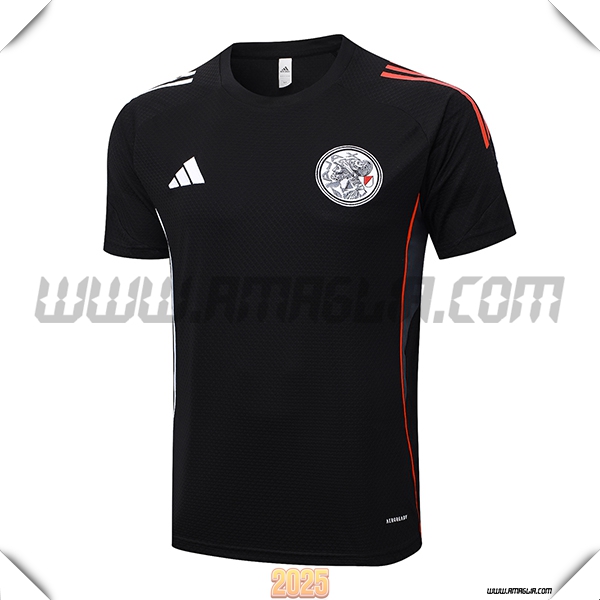 T Shirt Allenamento Ajax Nero/Bianco/Rosso 2025 2026