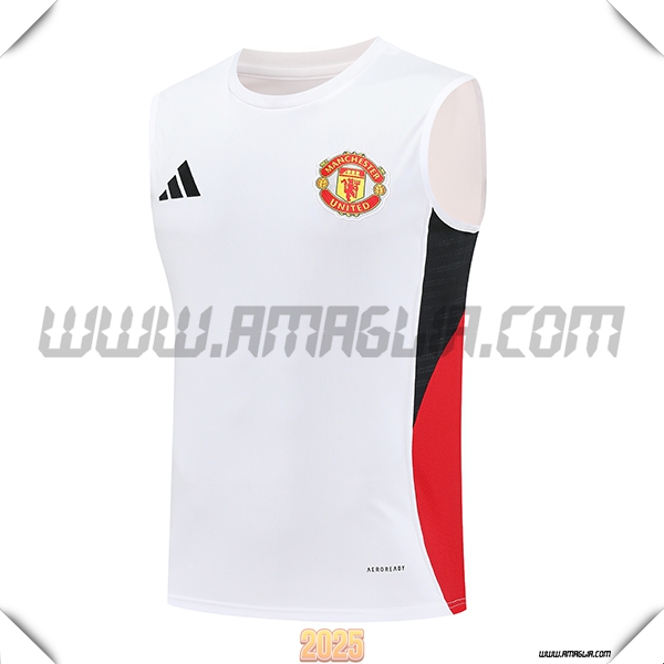 Canotta Allenamento Manchester United Bianco/Nero/Rosso 2025 2026