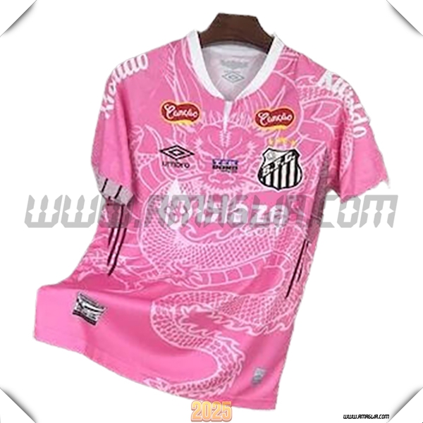 T Shirt Allenamento Santos Rosa/Bianco 2025 2026