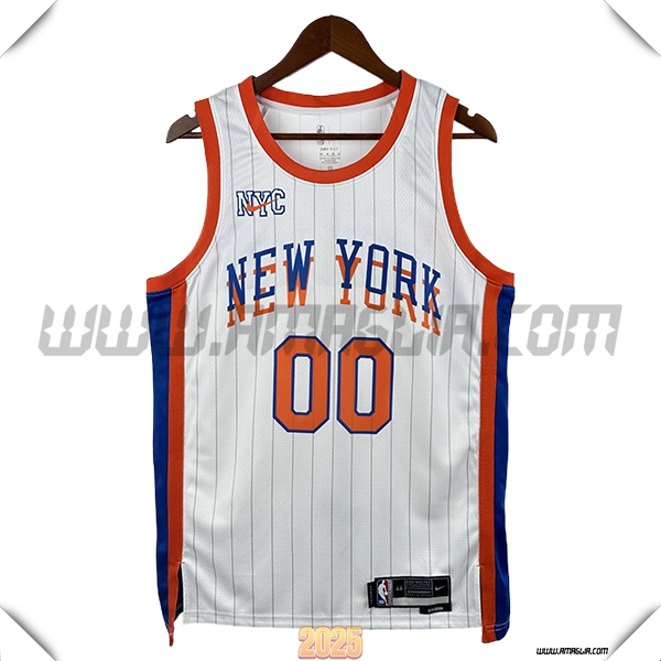 Maglia New York Knicks (CLARKSON #00) 2025/26 Bianco/Arancia/Blu