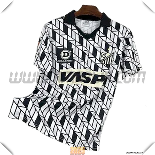 Seconda Maglia Santos Retro 1990 Bianco/Nero