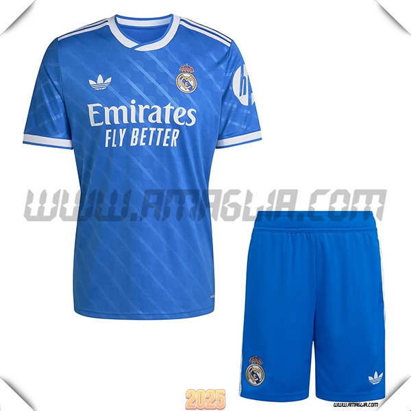 Kit Maglia da Real Madrid Terzo + Pantaloncini Blu 2025 2026