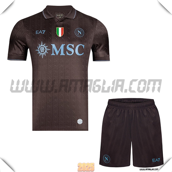 Kit Maglia da SSC Napoli Terzo + Pantaloncini Marrone 2025 2026