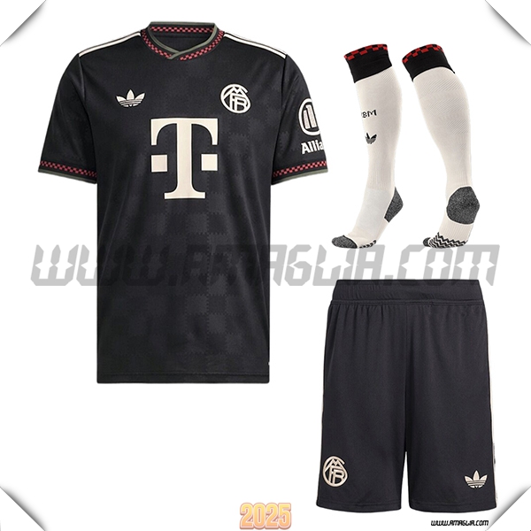 Kit Maglia da Bayern Monaco Champions League (Pantaloncini + Calzini) Nero 2025 2026