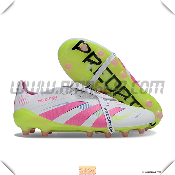 Adidas Scarpe Da Calcio 25 Predator Elite Tongue AG Bianco/Rosa/Verde