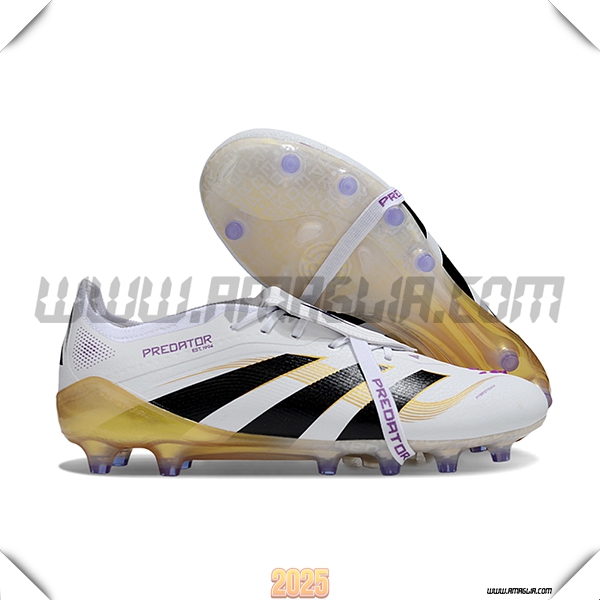 Adidas Scarpe Da Calcio 25 Predator Elite Tongue AG Bianco/Nero/Giallo